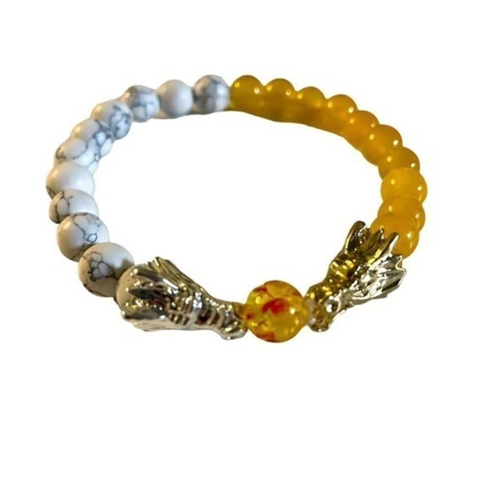 Beautiful Dragon Bracelet with White Turquoise and Citrine 7in / 22cm